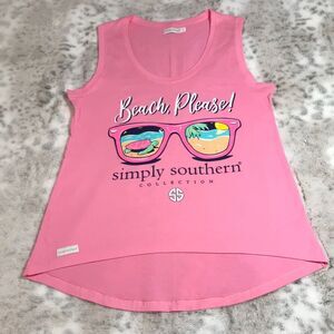 NWOT Simply Southern Beach Please Pink Tank Top